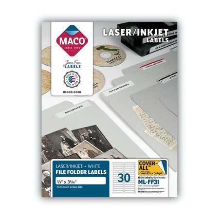 MACO Laser/Inkjet File Folder Labels, PK1500 MML-FF31